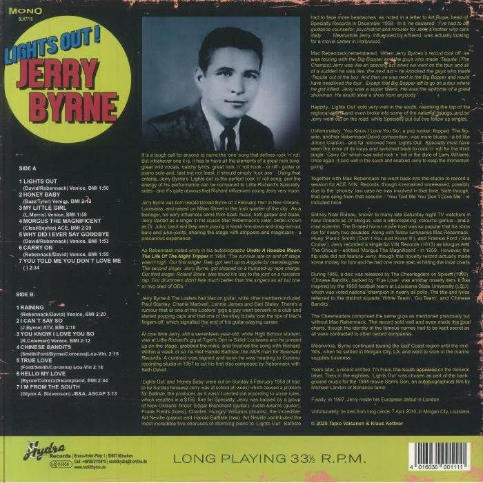 Back cover — Jerry BYRNE — Lights Out!