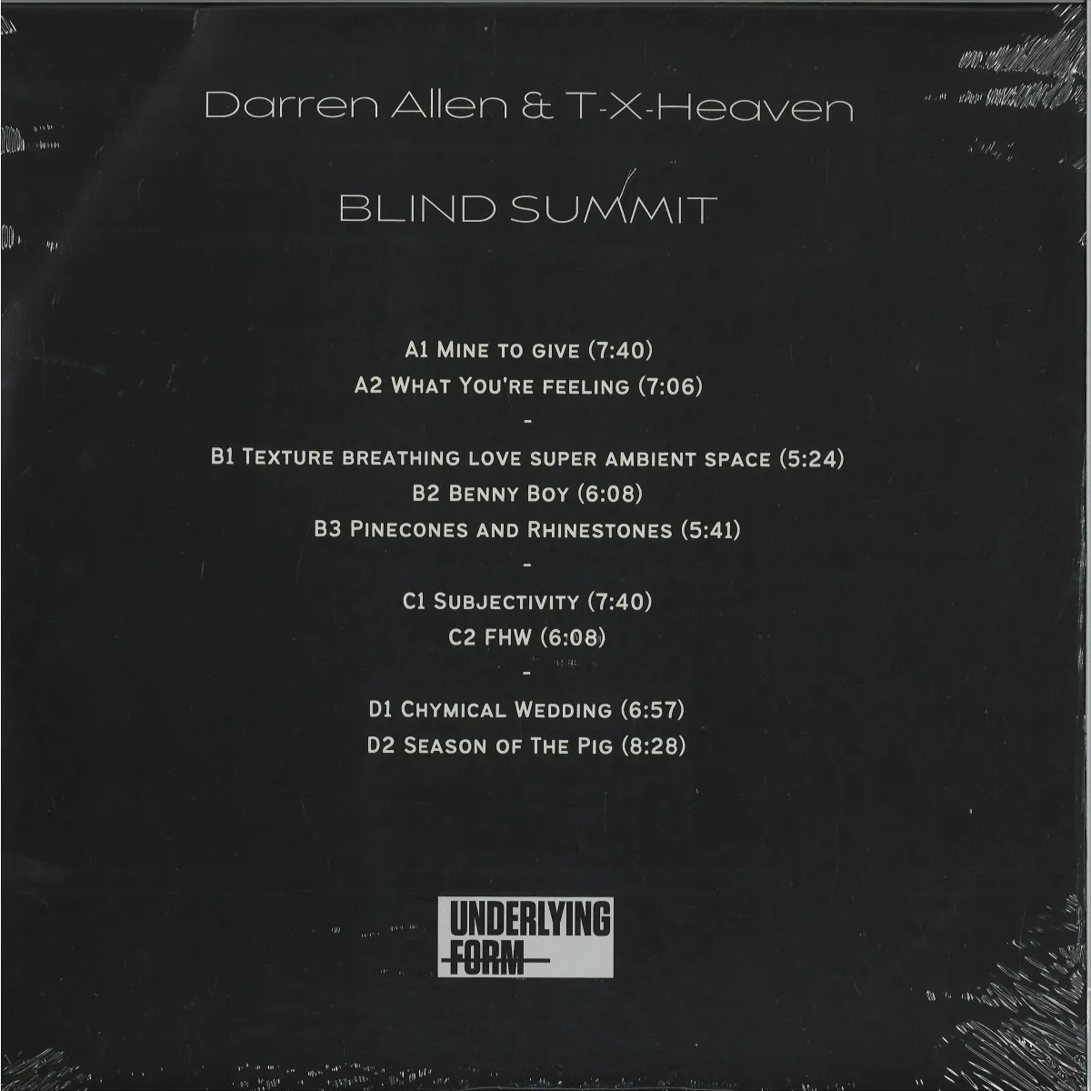 Обратная сторона обложки — Darren Allen & T-X-Heaven — Blind Summit LP 2x12"