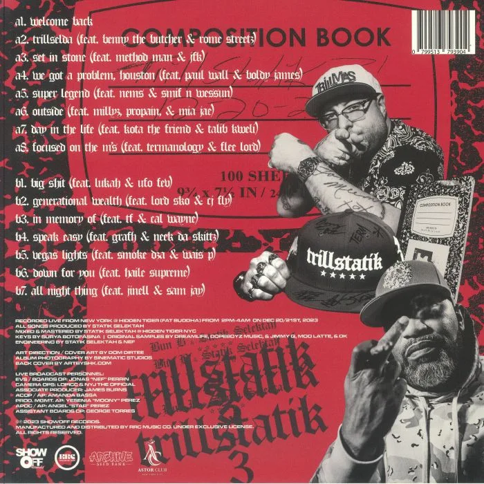 Обратная сторона обложки — BUN B / STATIK SELEKTAH — Trillstatik 3