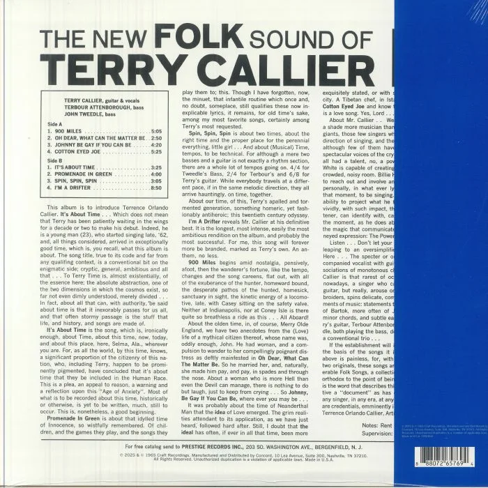Обратная сторона обложки — Terry CALLIER — The New Folk Sound Of Terry Callier