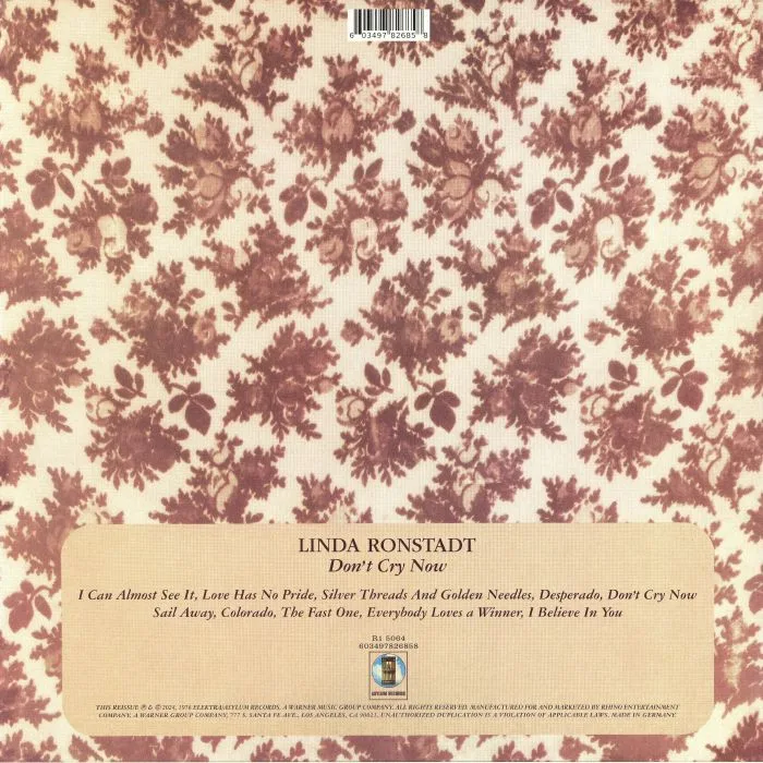 Обратная сторона обложки — Linda RONSTADT — Don't Cry Now (reissue)