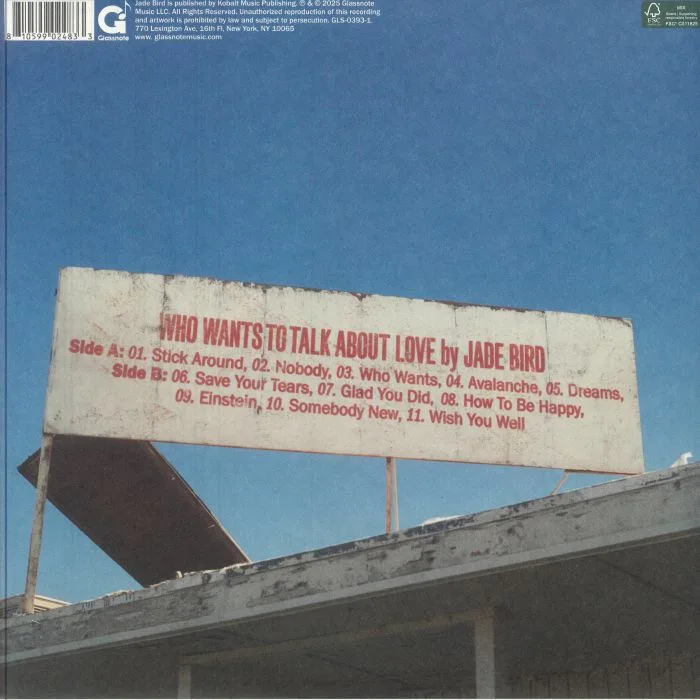 Back cover — Jade BIRD — Who Wants To Talk About Love