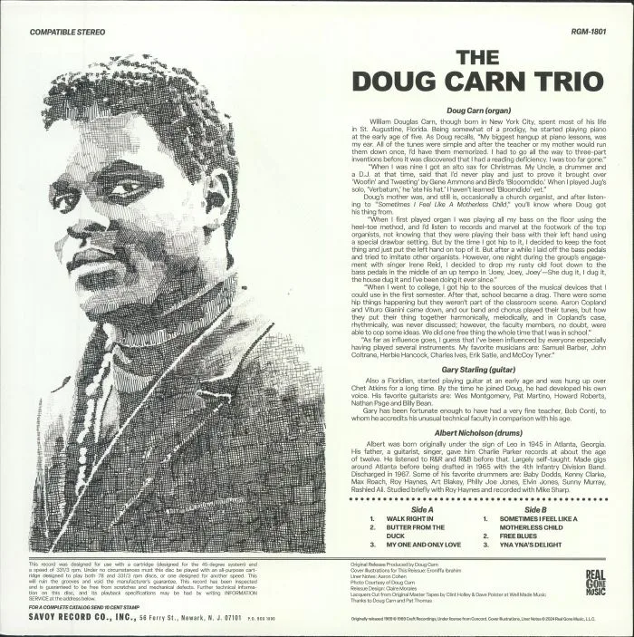 Обратная сторона обложки — The DOUG CARN TRIO — The Doug Carn Trio (reissue)