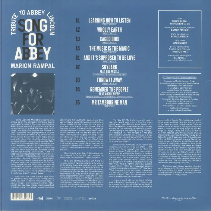 Back cover — Marion RAMPAL — Song For Abbey: Tribute To Abbey Lincoln