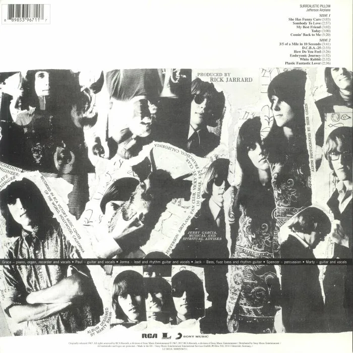 Back cover — JEFFERSON AIRPLANE — Surrealistic Pillow (reissue)