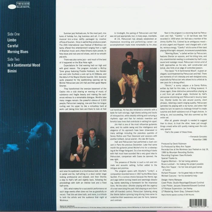 Обратная сторона обложки — Michel PETRUCCIANI feat JIM HALL / WAYNE SHORTER — Power Of Three (Tone Poet Series)