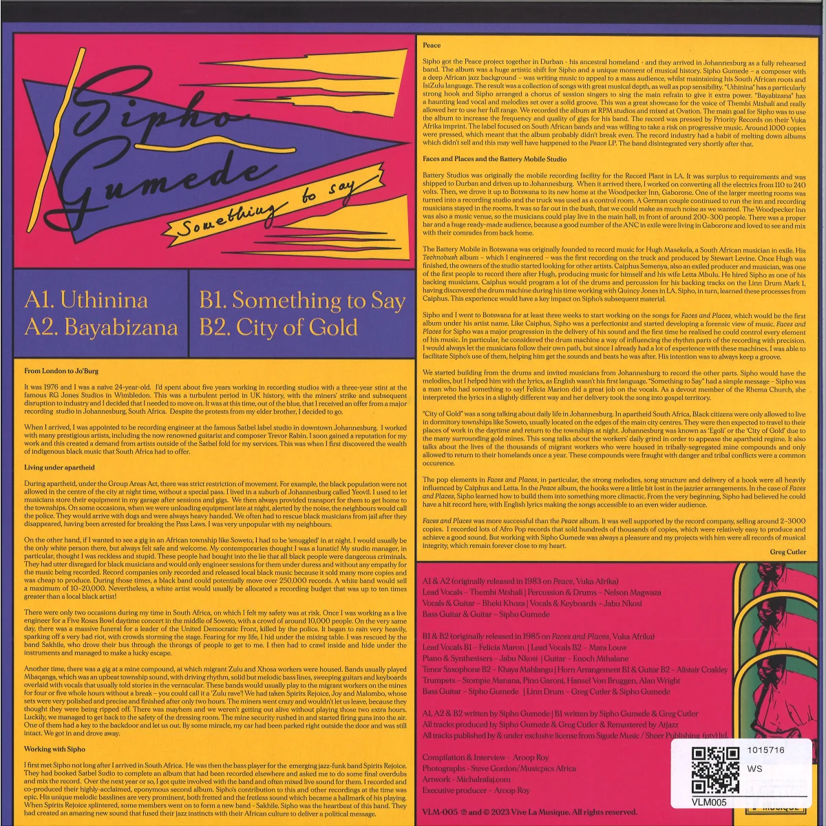 Back cover — Sipho Gumede — Something to Say