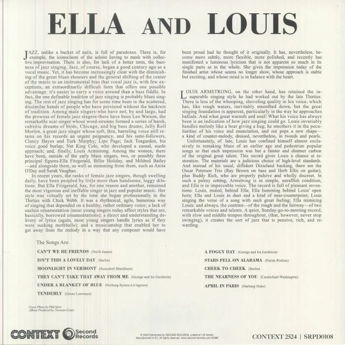 Back cover — Ella FITZGERALD / LOUIS ARMSTRONG — Ella & Louis (reissue)