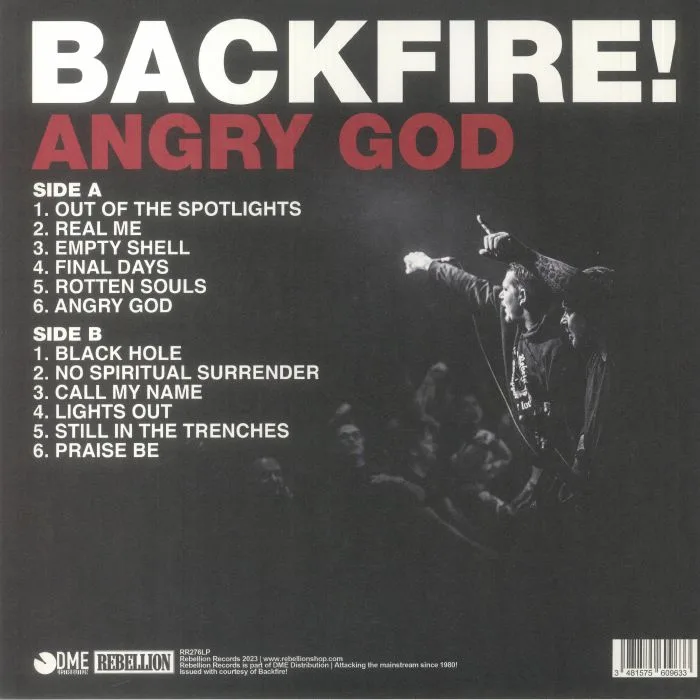 Back cover — BACKFIRE! — Angry God