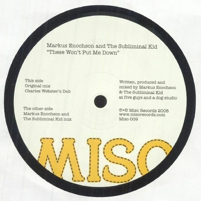 Back cover — Markus ENOCHSON / THE SUBLIMINAL KID — These Won't Put Me Down (feat Charles Webster mix) (warehosue find)