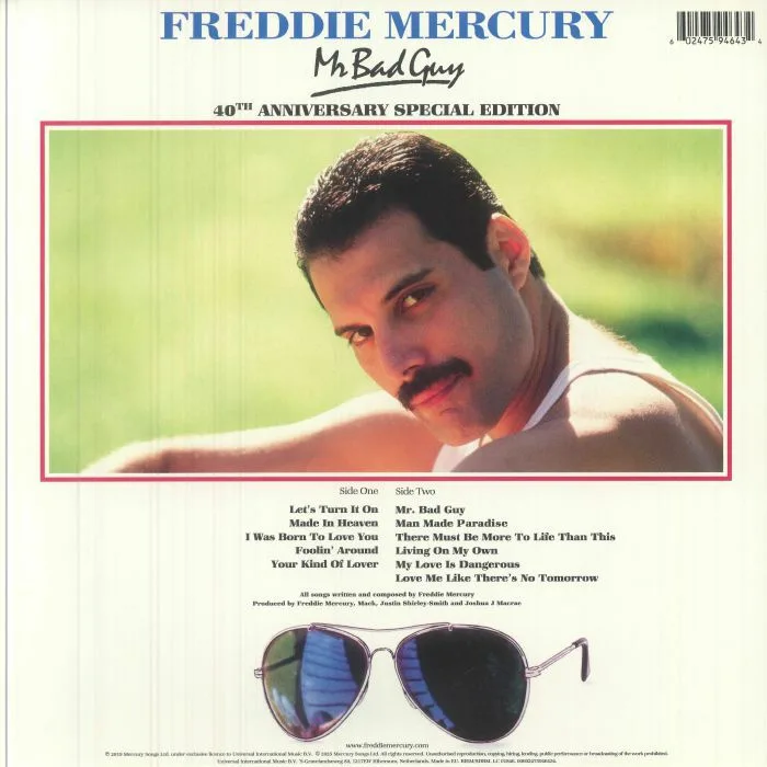 Back cover — Freddie MERCURY — Mr Bad Guy (40th Anniversary Edition) (B-STOCK)