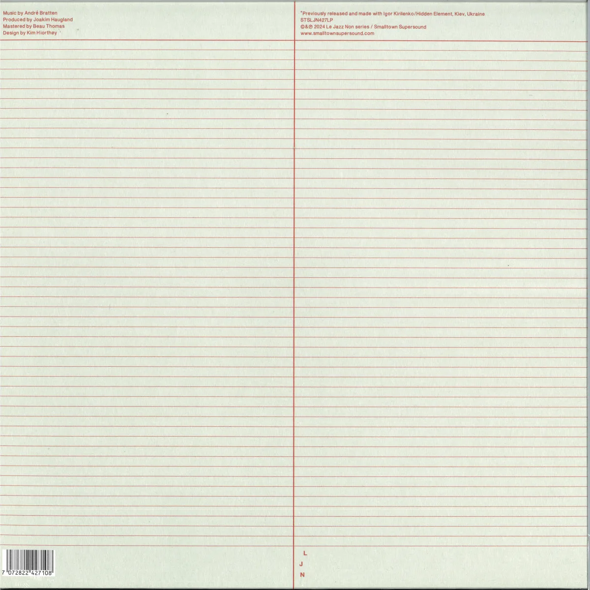 Back cover — André Bratten — Slay Tracks LP