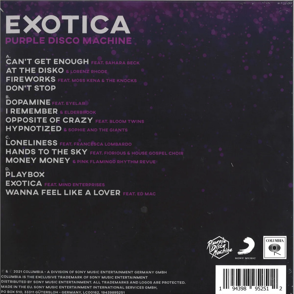 Back cover — Purple Disco Machine — Exotica LP 2x12"
