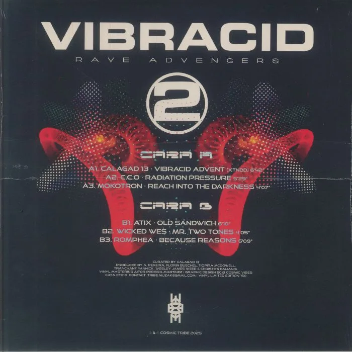 Back cover — CALAGAD 13 / CCO / MOKOTRON / ATIX / WICKED WES / ROMPHEA — Vibracid 2: Rave Advengers EP
