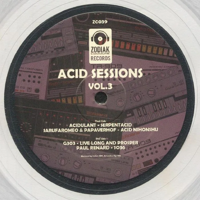 Back cover — ACIDULANT / SARUFAROMEO / PAPAVERHOF / G303 / PAUL RENARD — Acid Sessions Vol 3