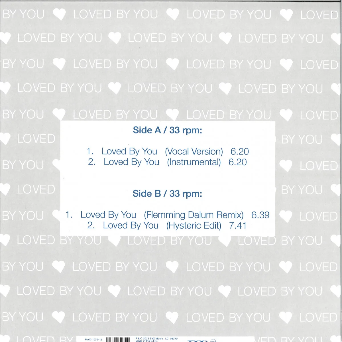 Back cover — A.g.f. — Loved By You LP