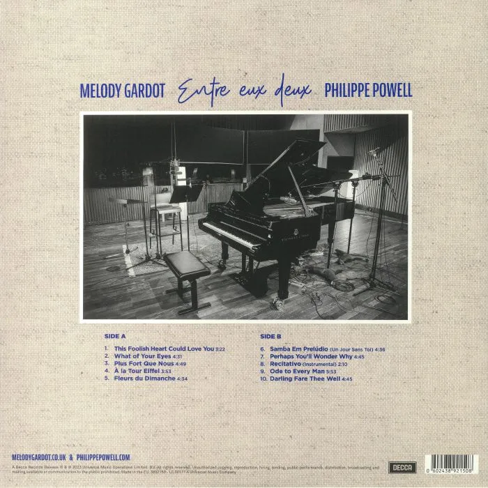 Back cover — Melody GARDOT / PHILIPPE POWELL — Entre Eux Deux