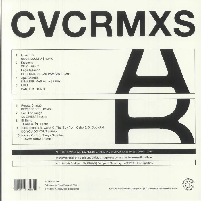 Обратная сторона обложки — CHANCHA VIA CIRCUITO — Remixes
