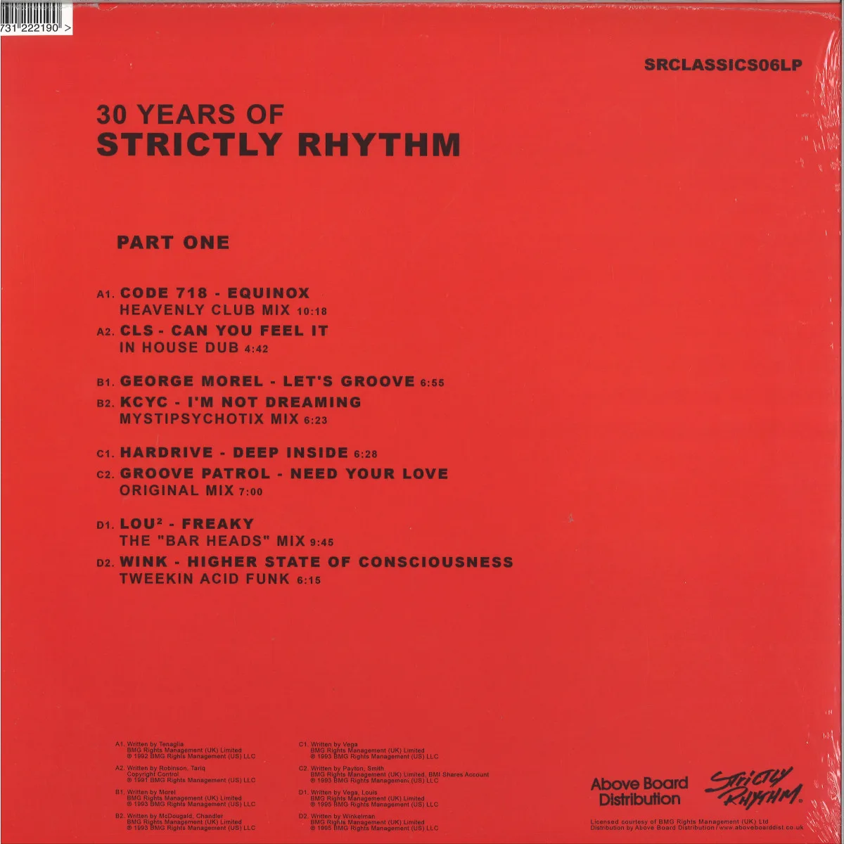 Обратная сторона обложки — Various — 30 Years Of Strictly Rhythm - Part One (Red Vinyl Repress)