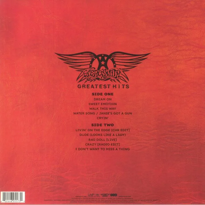 Back cover — AEROSMITH — Greatest Hits