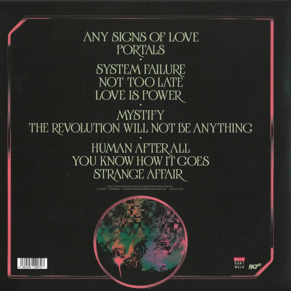 Back cover — CRAZY P — ANY SIGNS OF LOVE LP 2x12"