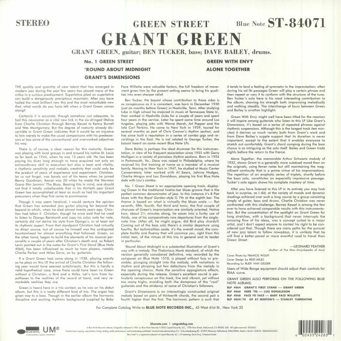 Обратная сторона обложки — Grant GREEN — Green Street (reissue)