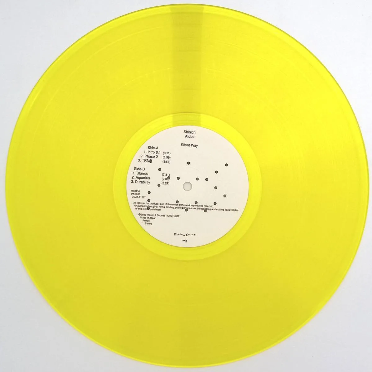 Лицевая сторона обложки — Shinichi Atobe — Silent Way (2x12")