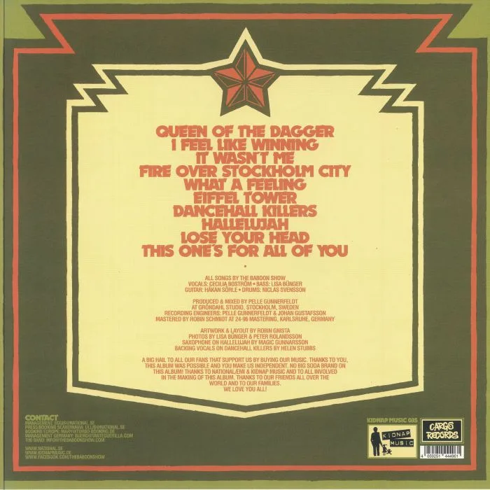 Back cover — The BABOON SHOW — People's Republic Of The Baboon Show