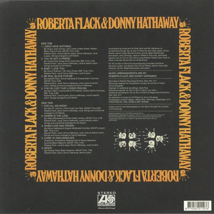 Back cover — Roberta FLACK / DONNY HATHAWAY — Roberta Flack & Donny Hathaway