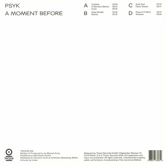 Back cover — PSYK — A Moment Before