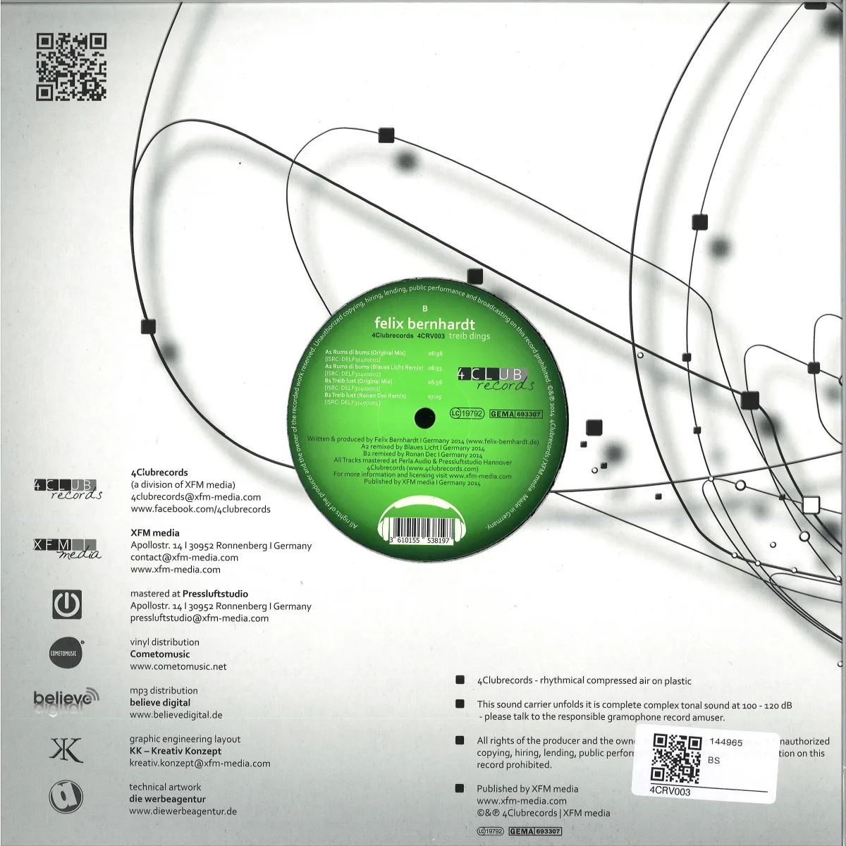 Back cover — Felix Bernhardt — Treib Dings Ep