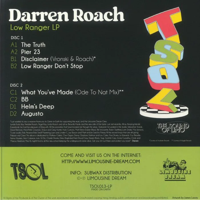 Обратная сторона обложки — Darren Roach — Low Ranger LP 2x12"