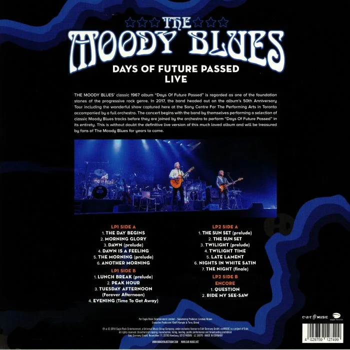 Back cover — The MOODY BLUES — Days Of Future Passed Live