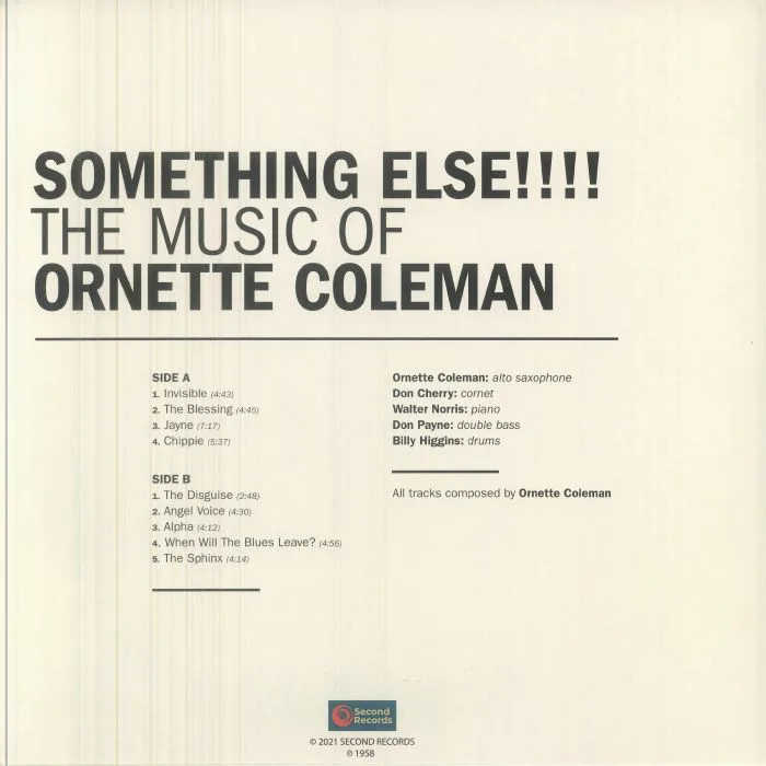 Back cover — Ornette COLEMAN — Something Else!!!! The Music Of Ornette Coleman (reissue)