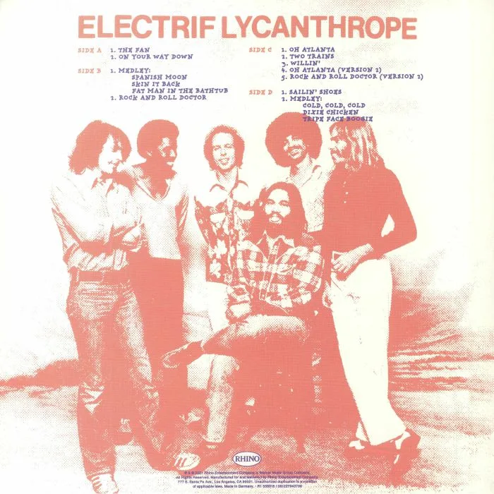 Обратная сторона обложки — LITTLE FEAT — Electrif Lycanthrope: Live At Ultra Sonic Studios 1974