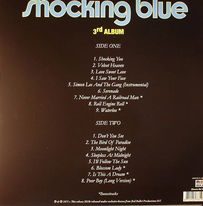 Обратная сторона обложки — SHOCKING BLUE — 3rd Album