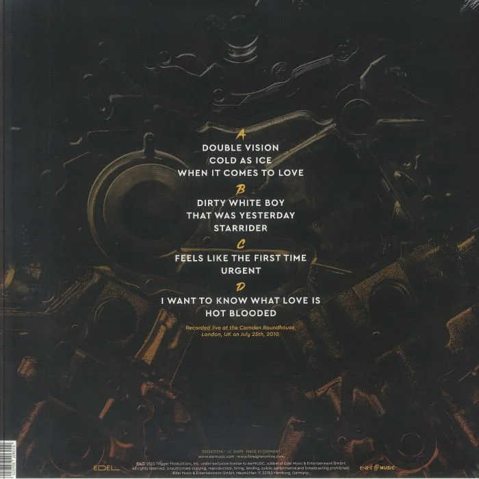 Back cover — FOREIGNER — All Engines On: Live In London (remastered)