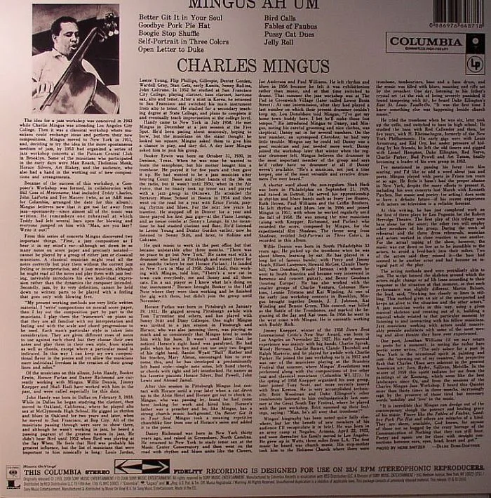 Back cover — Charles MINGUS — Mingus Ah Um (remastered)