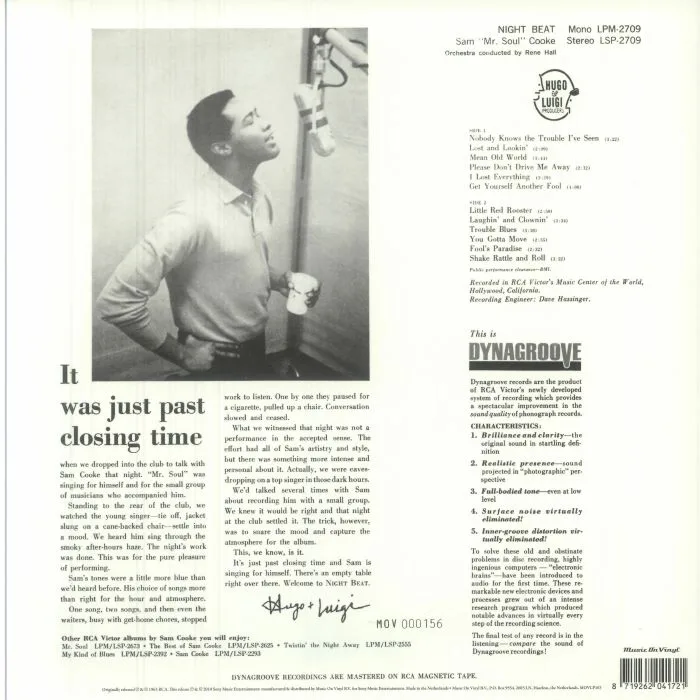 Back cover — Sam COOKE — Night Beat (reissue)