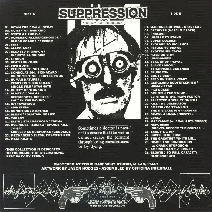 Обратная сторона обложки — SUPPRESSION — Guilty Of Thinking 1992-1998