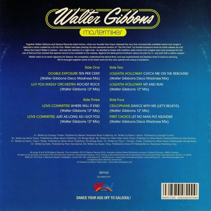 Обратная сторона обложки — VARIOUS — Walter Gibbons: Mastermixes