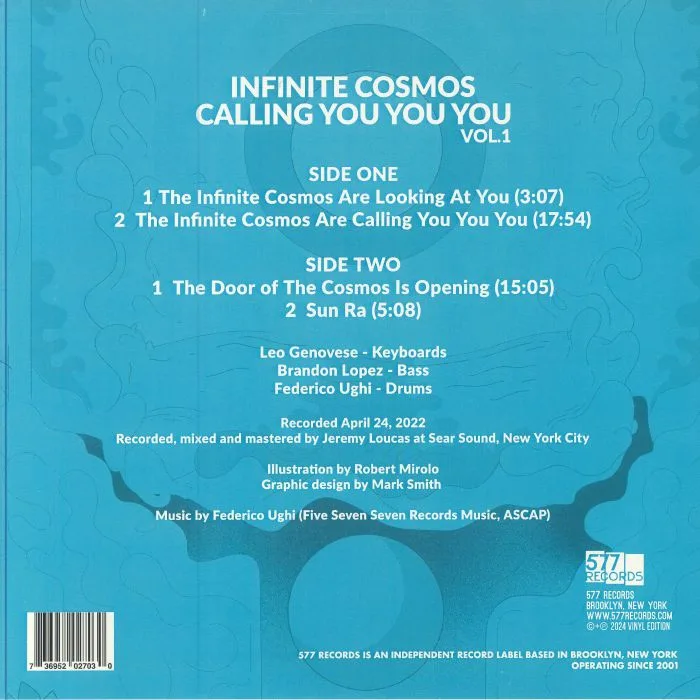 Обратная сторона обложки — Frederico UGHI feat LEO GENOVESE / BRANDON LOPEZ — Infinite Cosmos Calling You You You Vol 1