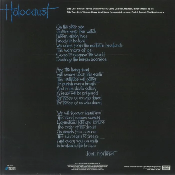 Back cover — HOLOCAUST — The Nightcomers (reissue)