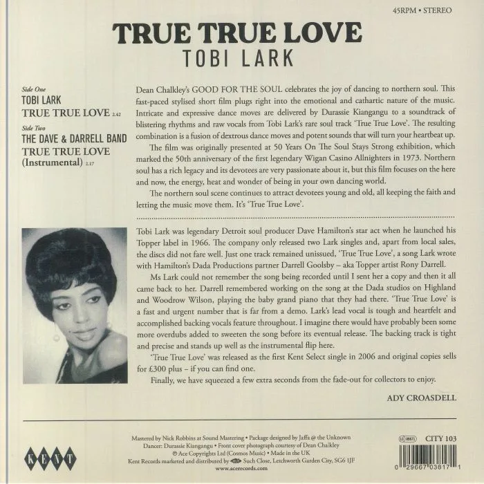 Back cover — Tobi LARK / THE DAVE & DARRELL BAND — True True Love
