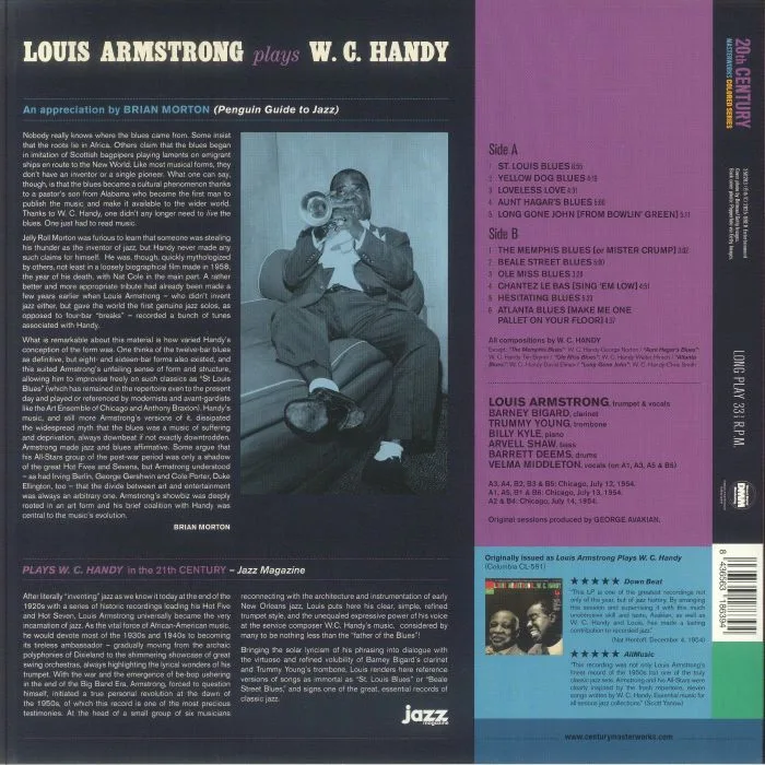 Back cover — Louis ARMSTRONG — Louis Armstrong Plays WC Handy (reissue)