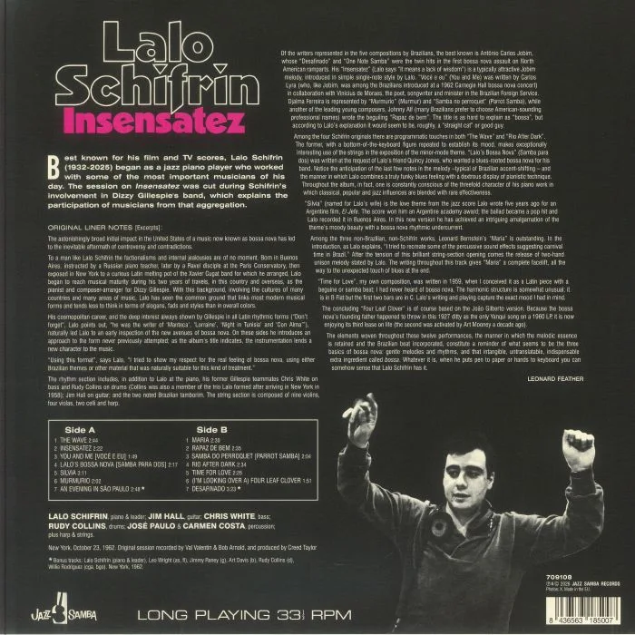 Back cover — Lalo SCHIFRIN — Insensatez (reissue)