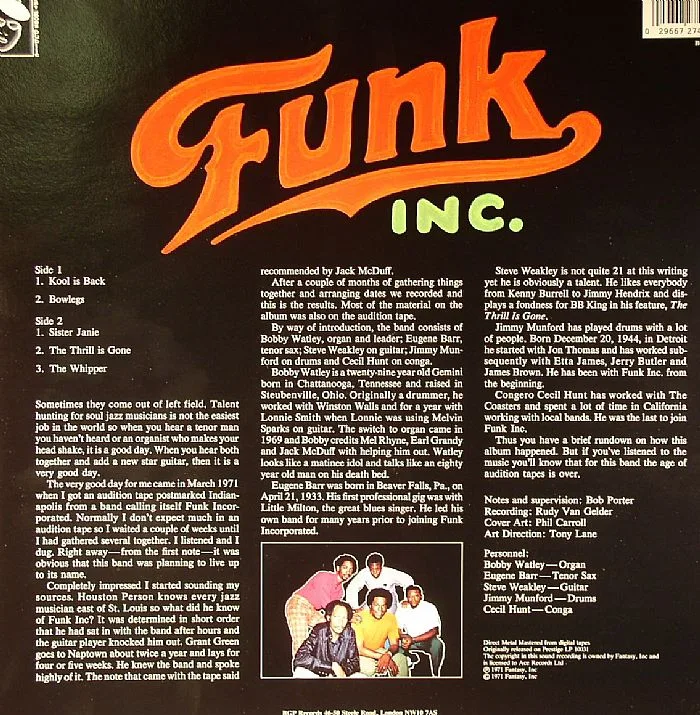 Обратная сторона обложки — FUNK INC — Funk Inc