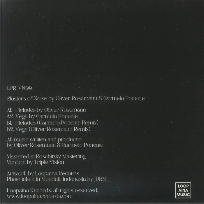 Обратная сторона обложки — Oliver ROSEMANN / CARMELO PONENTE — Clusters Of Noise