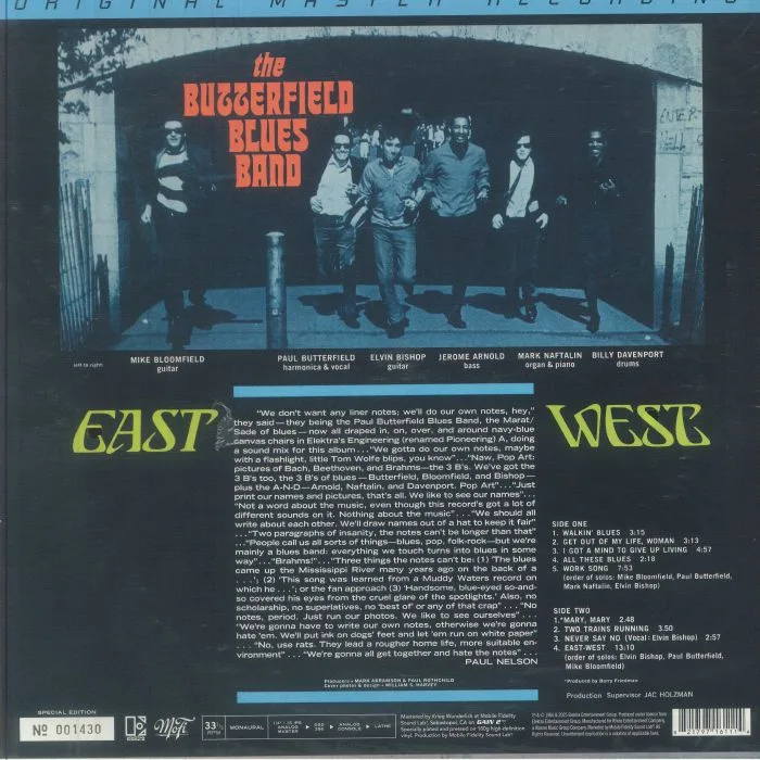 Обратная сторона обложки — The BUTTERFIELD BLUES BAND — East West (reissue) (mono)