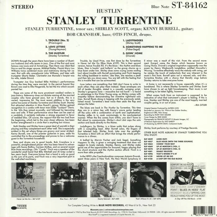 Обратная сторона обложки — Stanley TURRENTINE — Hustlin' (Tone Poet Series) (reissue)